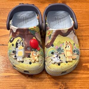 CROCS Kids Cartoon Slippers - Green and Brown